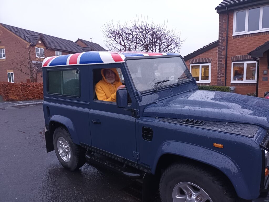Jimmy in a custom Twisted Union Jack Defender – ready for some scale adventures!