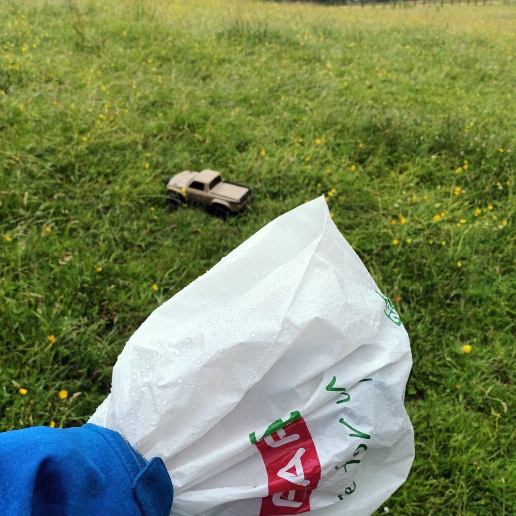 Radiolink RC6GS V3 Inside a Spar carrier bag to keep it dry in the rain